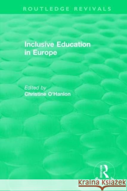 Inclusive Education in Europe Christine O'Hanlon 9781138304062 Routledge - książka