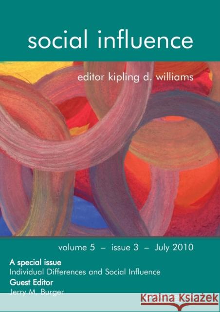 Individual Differences and Social Influence Jerry M. Burger   9781848727342 Taylor and Francis - książka