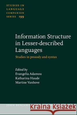 Information Structure in Lesser-described Languages: Studies in prosody and syntax Evangelia Adamou (CNRS-LACITO) Katharina Haude (CNRS-SEDYL) Martine Vanhove (CNRS-LLACAN) 9789027201102 John Benjamins Publishing Co - książka