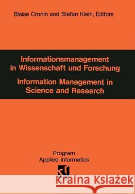 Informationsmanagement in Wissenschaft Und Forschung Blaise Cronin Blaise Cronin 9783528051143 Vieweg+teubner Verlag - książka
