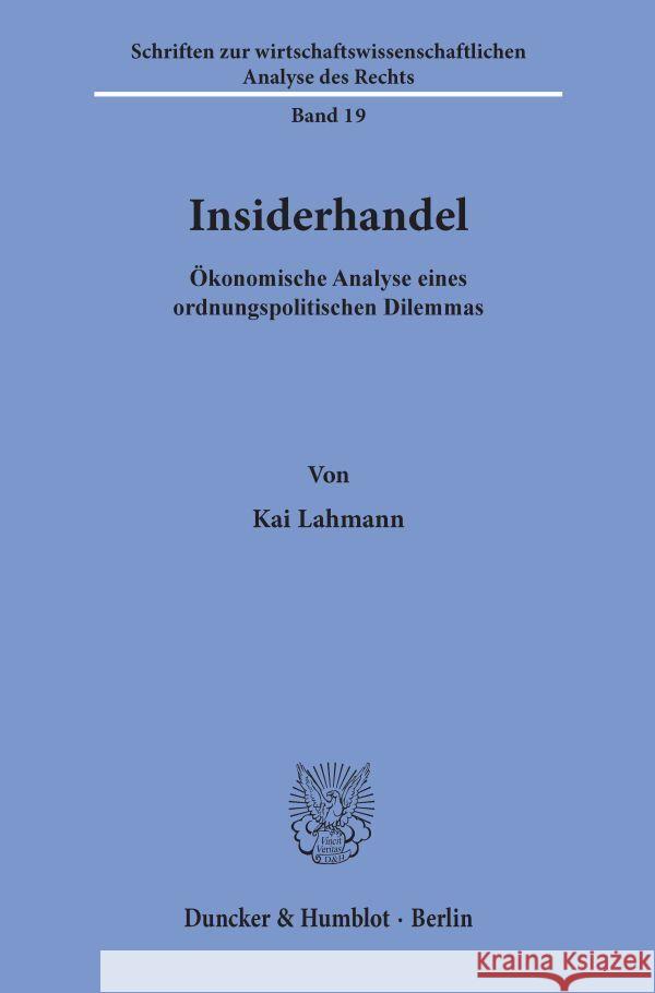 Insiderhandel. Lahmann, Kai 9783428081127 Duncker & Humblot - książka