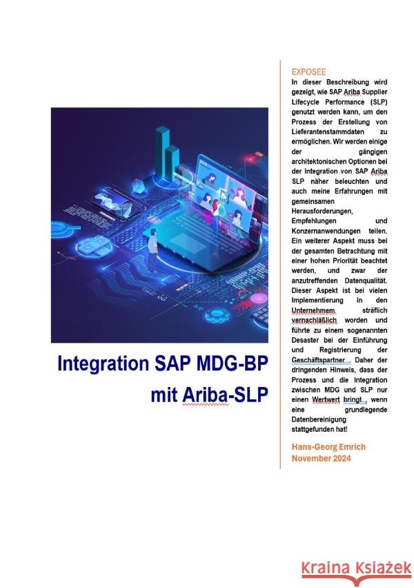 Integration von MDG-BP (Lieferant) mit SAP Ariba Supplier Lifecycle and Performance  (SLP) im Rahmen des Business Partnering-Prozesses Emrich, Hans-Georg 9783818716370 epubli - książka