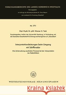 Interpretationsleistungen Beim Umgang Mit Schiffsradar Werner H. Tack Werner H. Tack 9783663063513 Springer - książka