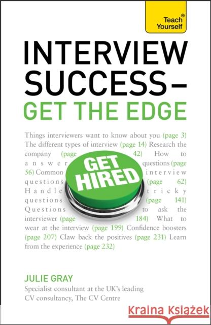 Interview Success - Get the Edge: Teach Yourself Julie Gray 9781444138870 TEACH YOURSELF - książka