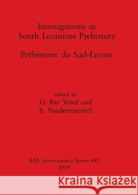 Investigations in South Levantine Prehistory  9780860546375 British Archaeological Reports - książka