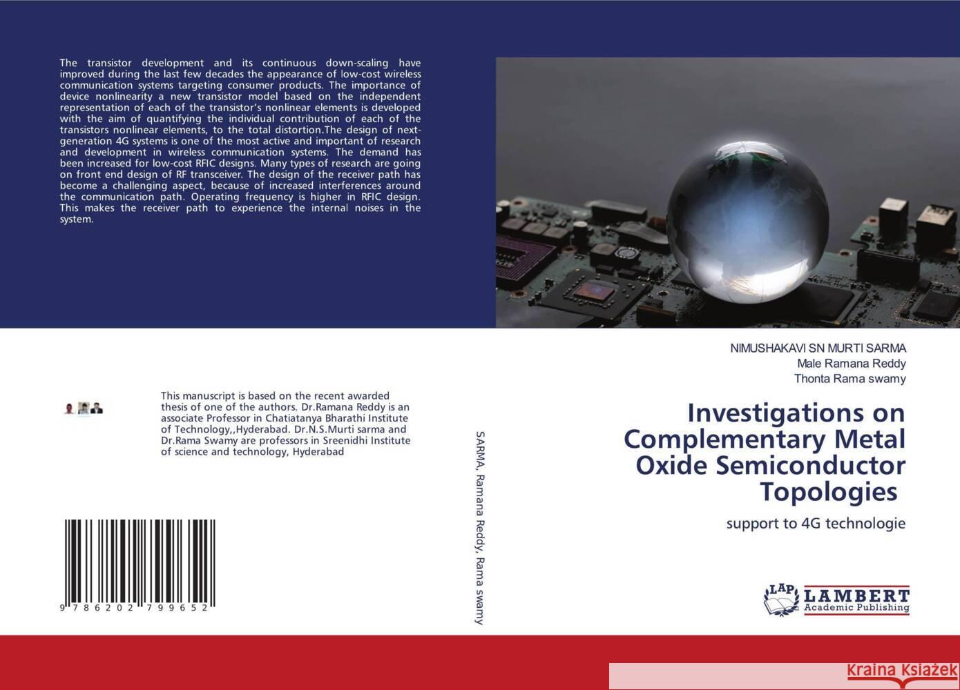 Investigations on Complementary Metal Oxide Semiconductor Topologies SARMA, NIMUSHAKAVI SN MURTI, Ramana Reddy, Male, Rama swamy, Thonta 9786202799652 LAP Lambert Academic Publishing - książka