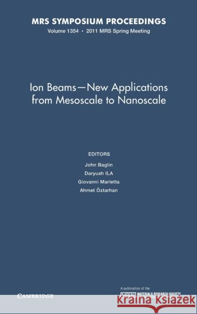 Ion Beams - New Applications from Mesoscale to Nanoscale: Volume 1354 John Baglin Daryush Ila Giovanni Marletta 9781605113319 Cambridge University Press - książka