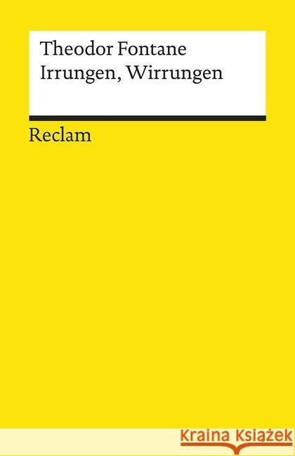 Irrungen, Wirrungen : Roman Fontane, Theodor 9783150196014 Reclam, Ditzingen - książka