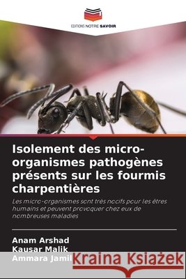 Isolement des micro-organismes pathogènes présents sur les fourmis charpentières Arshad, Anam, Malik, Kausar, Jamil, Ammara 9786630151725 Editions Notre Savoir - książka