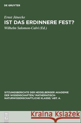 Ist Das Erdinnere Fest? Ernst Wilhelm Jänecke Salomon-Calvi, Wilhelm Salomon-Calvi 9783111282848 De Gruyter - książka