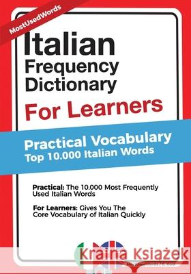 Italian Frequency Dictionary for Learners: Practical Vocabulary - Top 10.000 Italian Words E. Kool Mostusedwords 9781977899729 Createspace Independent Publishing Platform - książka