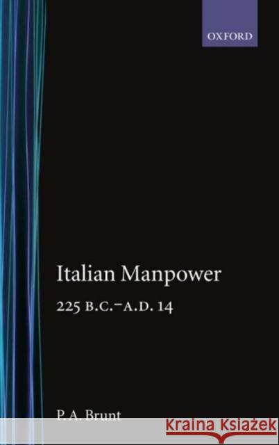 Italian Manpower 225 B.C.-A.D. 14 Brunt, P. a. 9780198142836 Oxford University Press, USA - książka