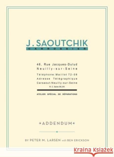 J. Saoutchik Carrossier: Addendum Ben Erickson 9781854432735 Dalton Watson Fine Books - książka