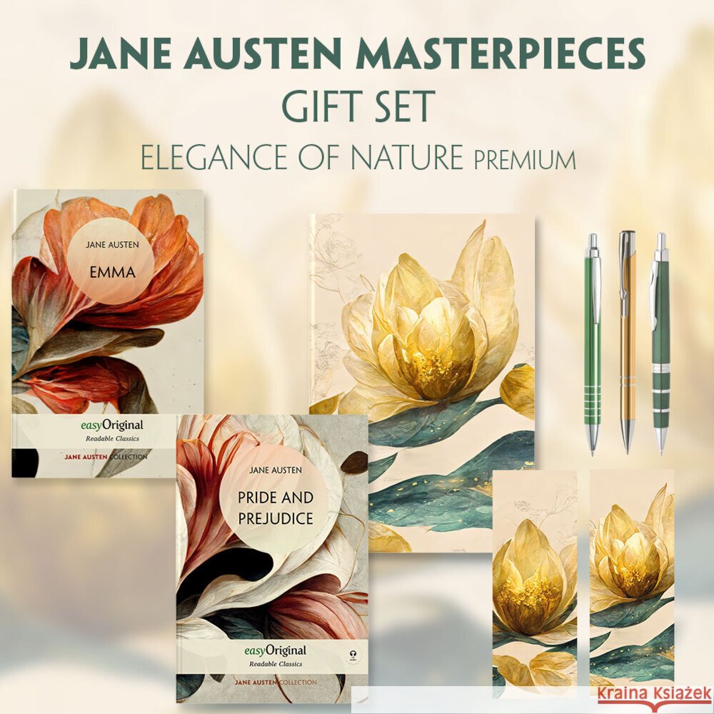 Jane Austen's Masterpieces (with audio-online) Readable Classics Geschenkset + Eleganz der Natur Schreibset Premium, m. 2 Beilage, m. 2 Buch Austen, Jane 9783991681137 EasyOriginal - książka