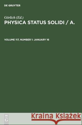 January 16 Görlich, No Contributor 9783112480793 De Gruyter - książka