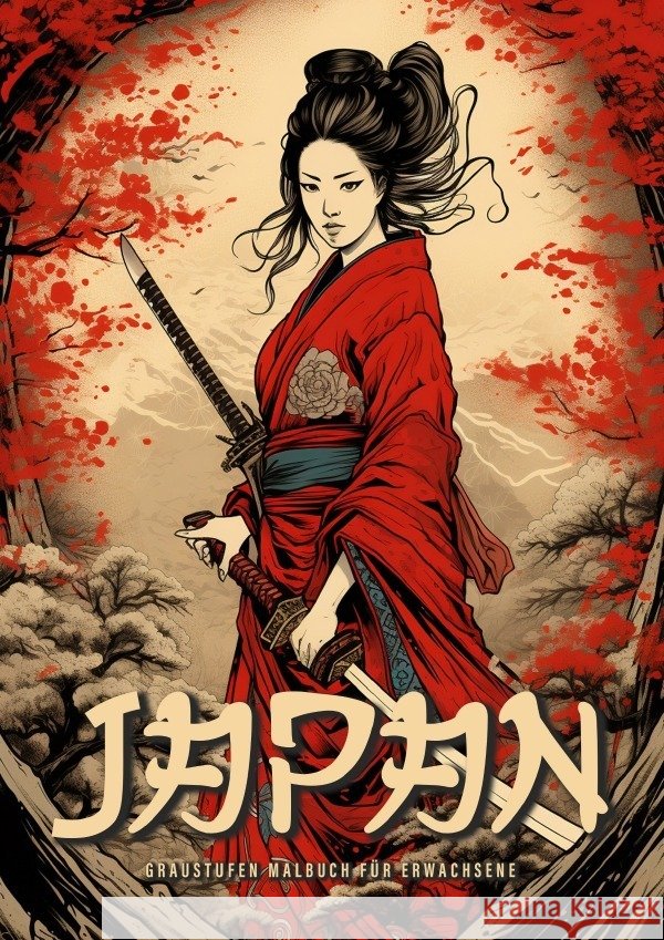 Japan Graustufen Malbuch für Erwachsene Publishing, Monsoon, Grafik, Musterstück 9783758426360 epubli - książka
