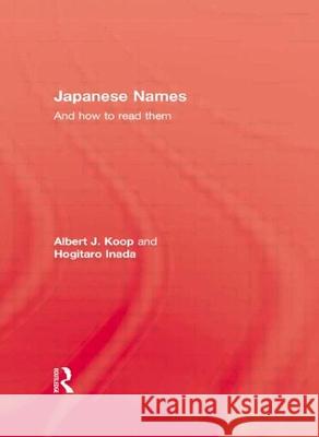 Japanese Names & How to Read A. J. Koop 9780710311023 Kegan Paul International - książka