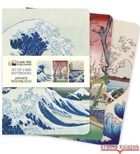 Japanese Woodblocks Set of 3 Midi Notebooks  9781839644856 Flame Tree Gift - książka