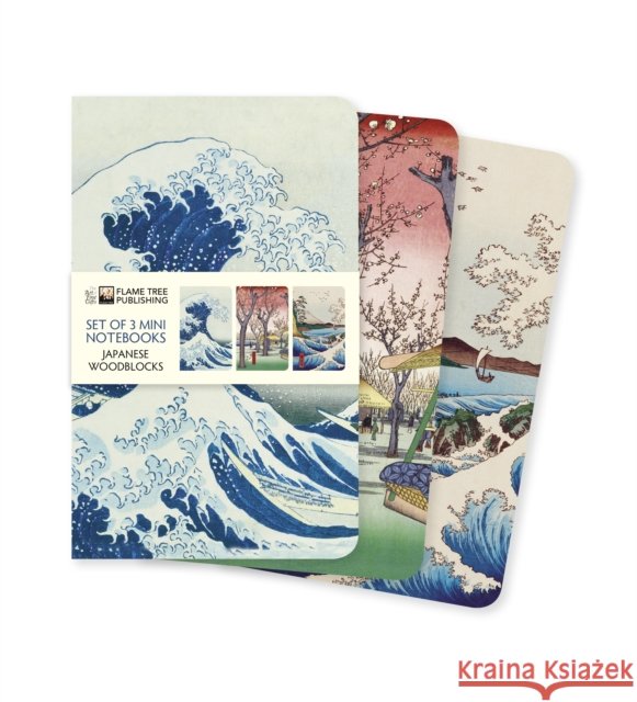 Japanese Woodblocks Set of 3 Mini Notebooks Flame Tree Studio 9781787559103 Flame Tree Publishing - książka