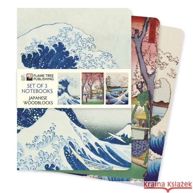 Japanese Woodblocks Set of 3 Standard Notebooks Flame Tree Studio 9781804175552 Flame Tree Publishing - książka