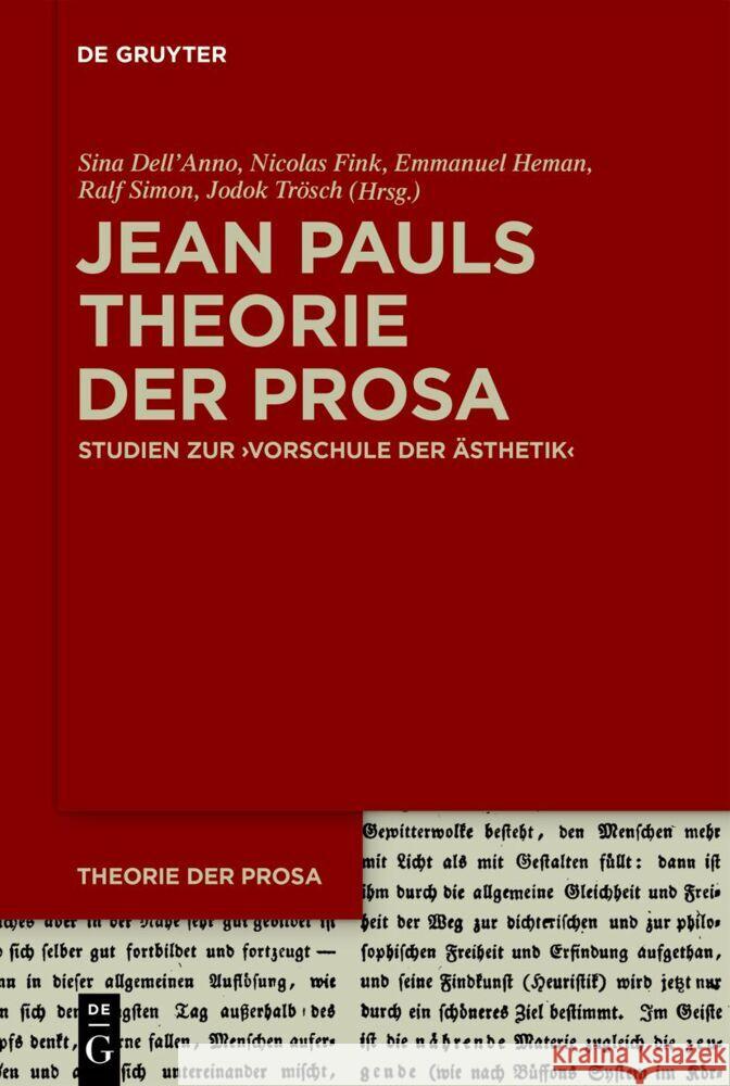 Jean Pauls Theorie Der Prosa: Studien Zur >Vorschule Der ?sthetik Sina Dell'anno Nicolas Fink Emmanuel Heman 9783110746846 de Gruyter - książka