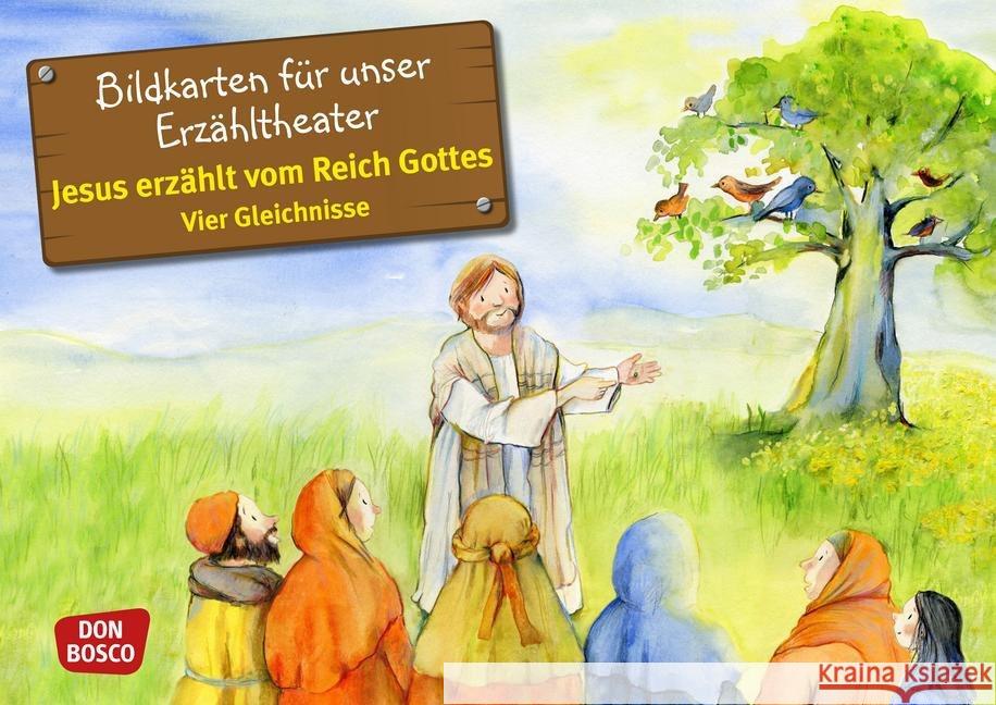 Jesus erzählt vom Reich Gottes, Kamishibai Bildkartenset : Vier Gleichnisse: Vom Sämann. Von der selbstwachsenden Saat. Vom Senfkorn. Vom Sauerteig. Entdecken. Erzählen. Begreifen. Mit QR-Code Arnold, Monika 4260179512520 Don Bosco Medien - książka