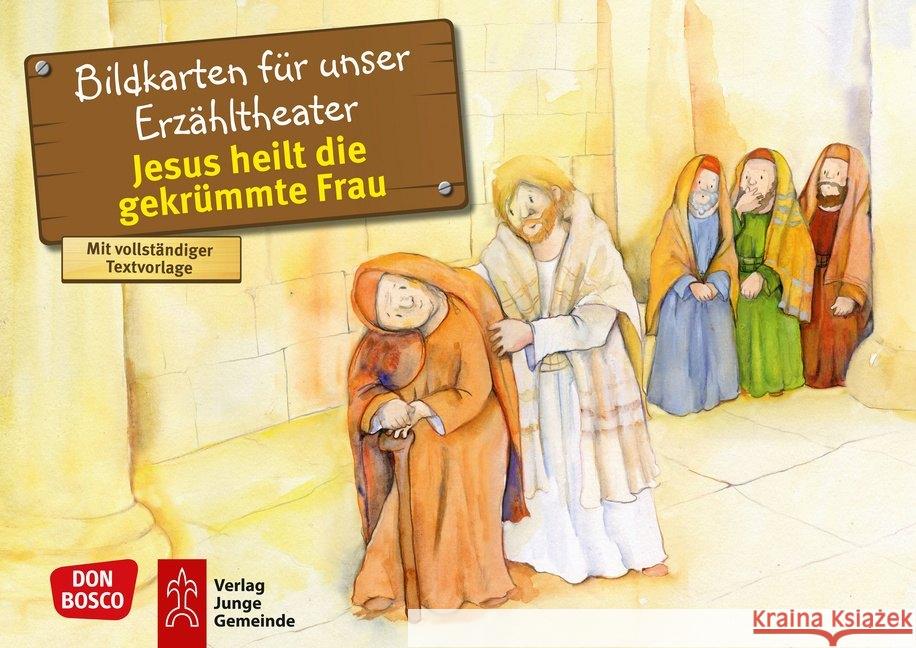 Jesus heilt die gekrümmte Frau. Kamishibai Bildkartenset : Entdecken - Erzählen - Begreifen: Kinderbibelgeschichten Hitzelberger, Peter 4260179515897 Verlag Junge Gemeinde - książka