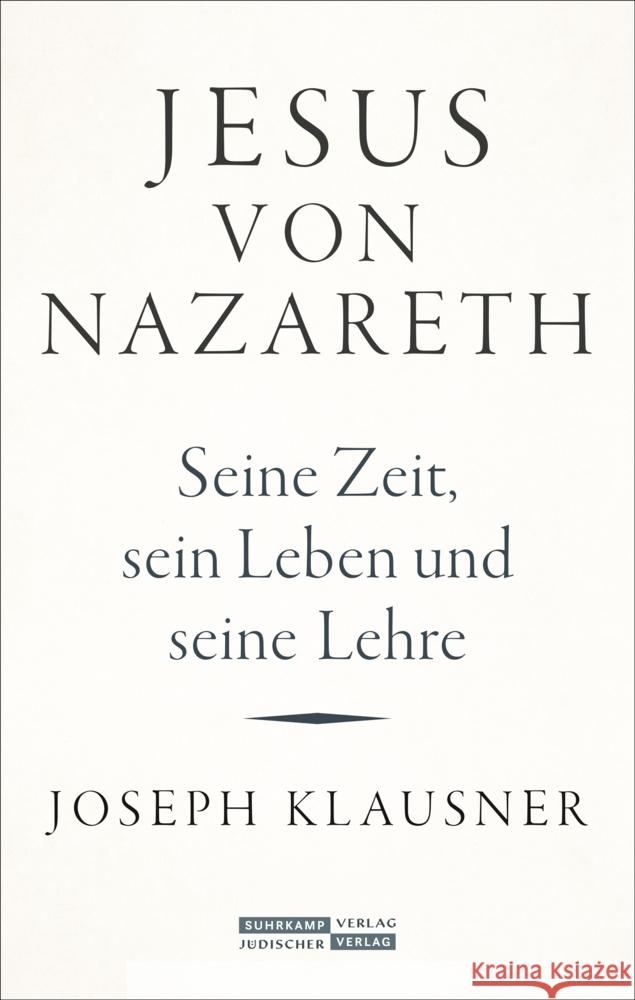 Jesus von Nazareth Klausner, Joseph 9783633543106 Jüdischer Verlag im Suhrkamp Verlag - książka