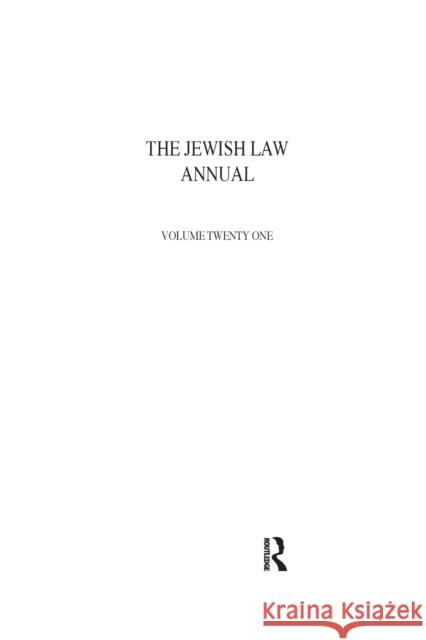 Jewish Law Annual Volume 21 Benjamin Porat 9780367597306 Routledge - książka