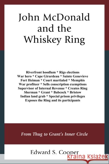 John McDonald and the Whiskey Ring: From Thug to Grant's Inner Circle Edward S. Cooper 9781683930129 Fairleigh Dickinson University Press - książka