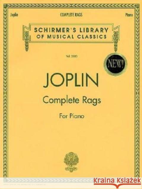 Joplin - Complete Rags for Piano  9780793567737 G. Schirmer - książka