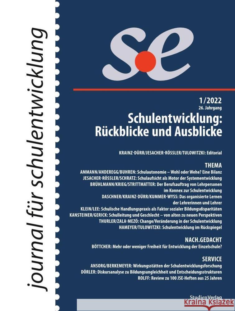 journal für schulentwicklung 1/2022  9783706562362 StudienVerlag - książka