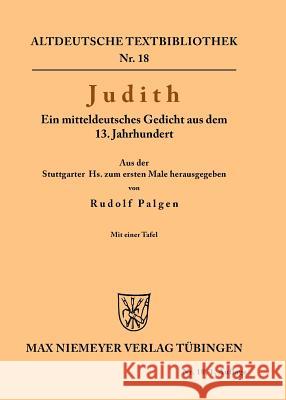 Judith Rudolf Palgen 9783110483895 de Gruyter - książka