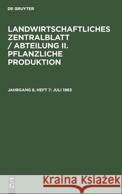 Juli 1963 K Kauter, F Stammberger, G Tischendorf, No Contributor 9783112542873 De Gruyter - książka