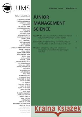 Junior Management Science, Volume 4, Issue 1, March 2019 Junior Management Science E. V. 9783346081742 Grin Verlag - książka