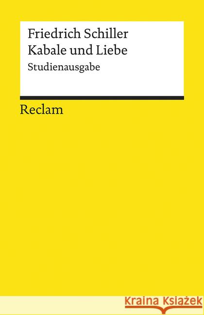 Kabale und Liebe : Studienausgabe Schiller, Friedrich von 9783150194614 Reclam, Ditzingen - książka