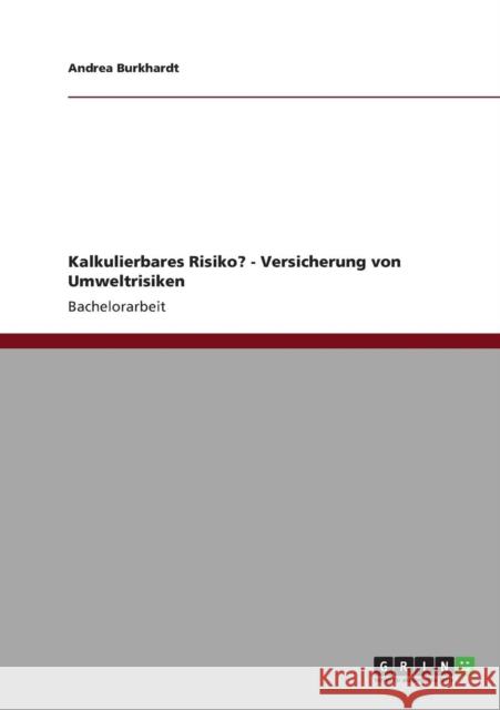 Kalkulierbares Risiko? - Versicherung von Umweltrisiken Andrea Burkhardt 9783640886449 Grin Verlag - książka