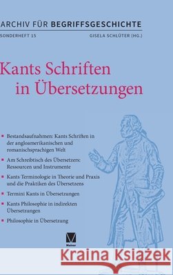 Kants Schriften in Übersetzungen Schlüter, Gisela 9783787340651 Felix Meiner - książka