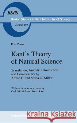 Kant's Theory of Natural Science Peter Plaass A. E. Miller 9780792327509 Kluwer Academic Publishers - książka