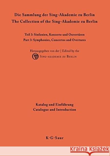 Katalog und Einführung Sing-Akademie Zu Berlin 9783598344787 Walter de Gruyter - książka