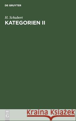 Kategorien II H Schubert 9783112531815 De Gruyter - książka