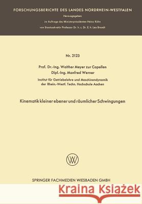 Kinematik Kleiner Ebener Und Räumlicher Schwingungen Zur Capellen, Walther Meyer 9783663201366 Vs Verlag Fur Sozialwissenschaften - książka