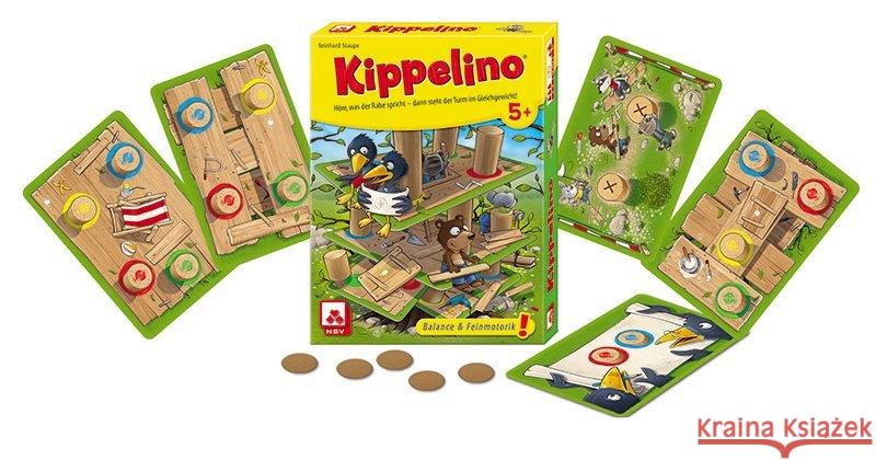 Kippelino (Kinderspiel) : Höre, was der Rabe spricht - dann steht der Turm im Gleichgewicht! Balance & Feinmotorik! Staupe, Reinhard 4012426800047 NSV Nürnberger Spielkarten Verlag - książka