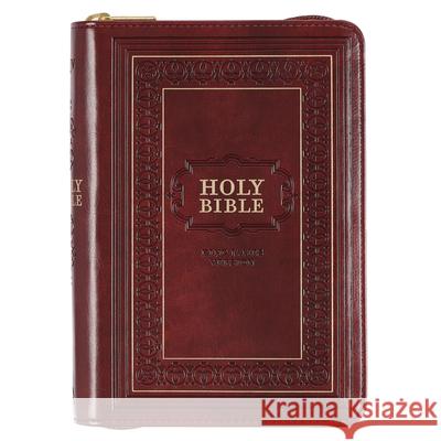 KJV Large Print Compact Bible Burgundy with Zipper Faux Leather  9781642728651 Christian Art Gifts Inc - książka