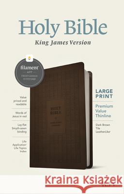 KJV Large Print Premium Value Thinline Bible, Filament Enabled Edition (Red Letter, Leatherlike, Dark Brown Tile) Tyndale 9781496460561 Tyndale House Publishers - książka