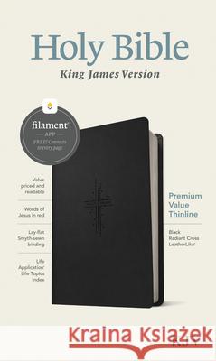 KJV Premium Value Thinline Bible, Filament Enabled Edition (Red Letter, Leatherlike, Black Radiant Cross) Tyndale 9781496460547 Tyndale House Publishers - książka