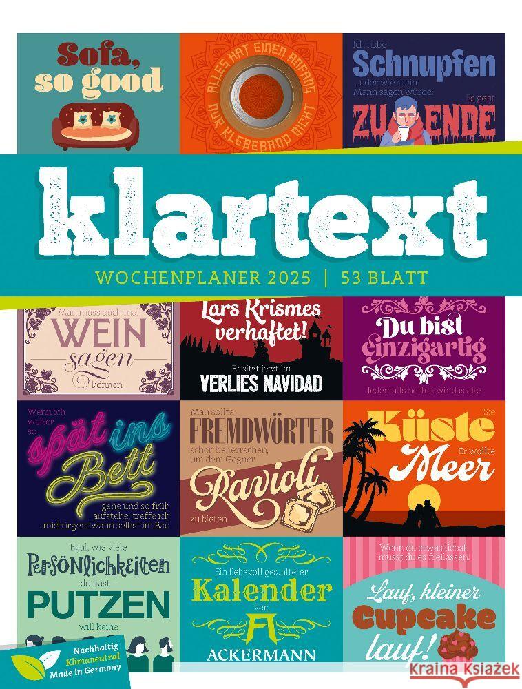 Klartext Sprüchekalender - Wochenplaner Kalender 2025 Ackermann Kunstverlag 9783838425955 Ackermann Kunstverlag - książka