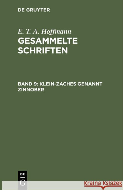 Klein-Zaches Genannt Zinnober Hosemann, Theodor 9783111040677 De Gruyter - książka