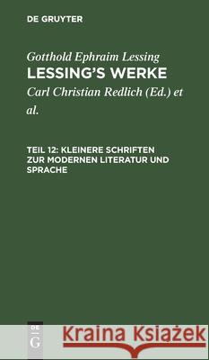 Kleinere Schriften zur modernen Literatur und Sprache Carl Christian Redlich, No Contributor 9783112430613 De Gruyter - książka