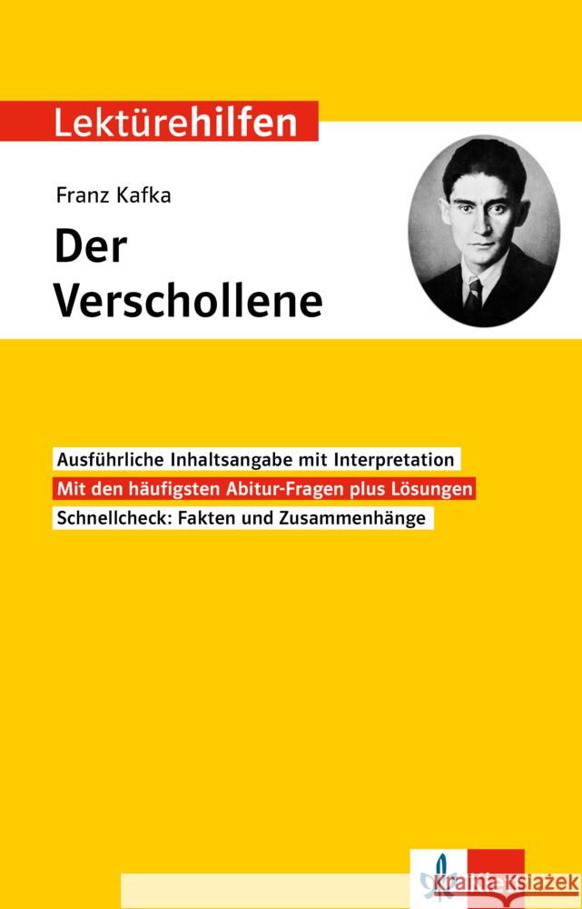 Klett Lektürehilfen Franz Kafka, Der Verschollene  9783129231739 Klett Lerntraining - książka